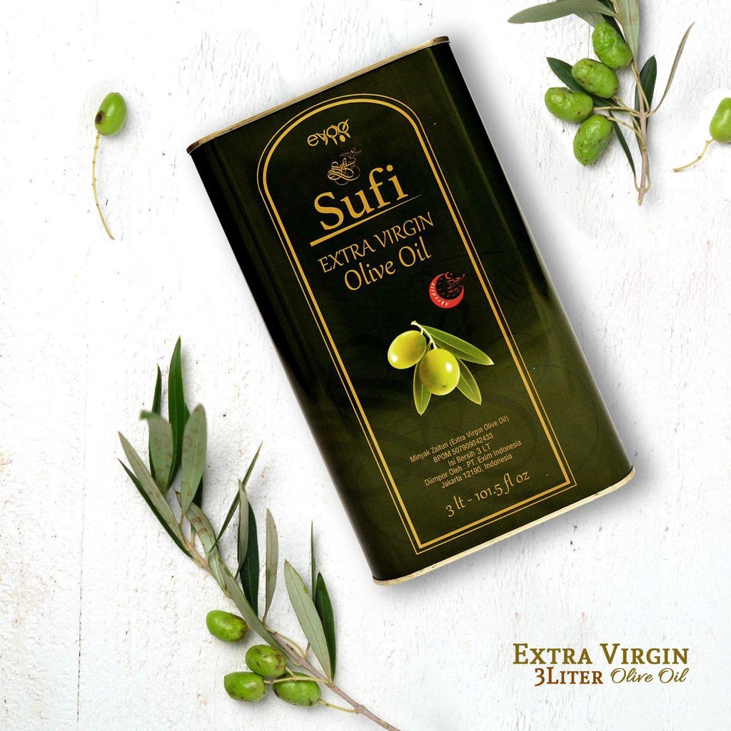 Sufi Extra Virgin Olive Oil (EVOO) / Minyak Zaitun 3 Liter Tin