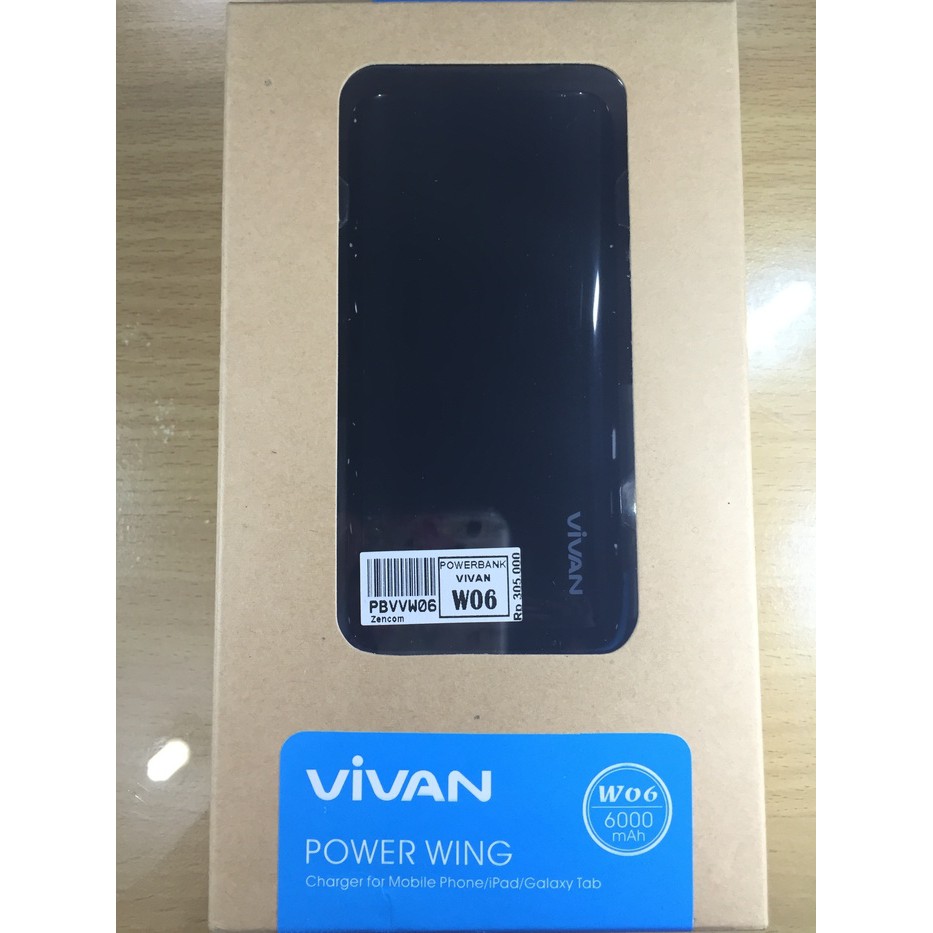 Vivan Powerbank W06 6000mAh 2 Ports Black