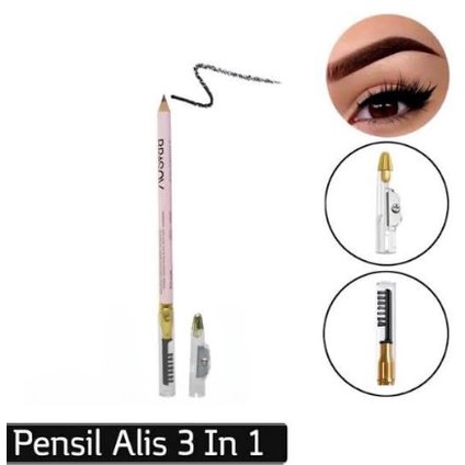 BRASOV Eyebrow Pencil 3 in 1 Pensil Alis + Sharperner + Brush