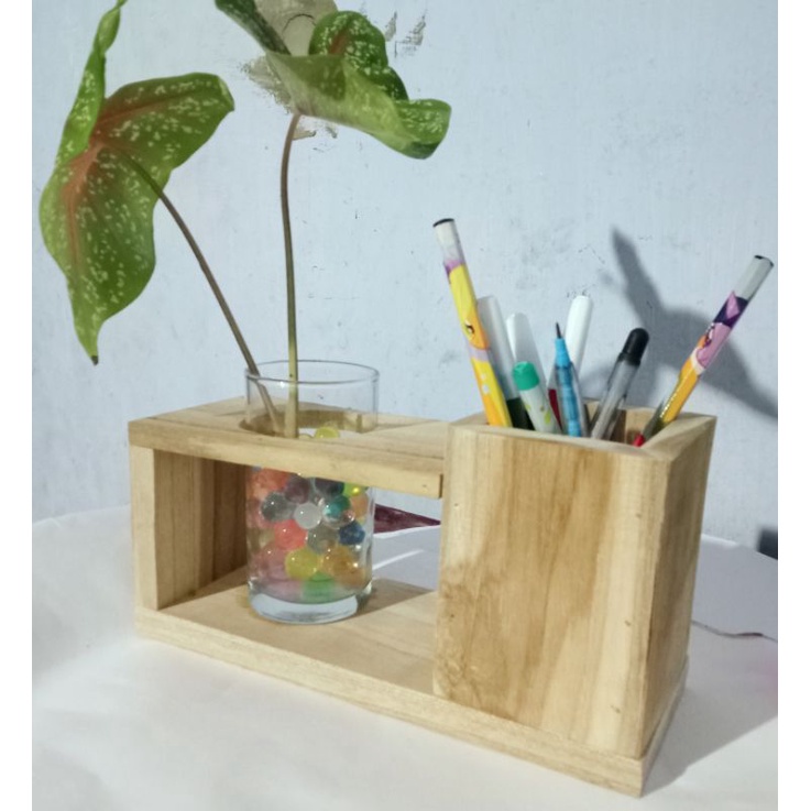 dekorasi meja/pot kayu/tempat pensil kayu