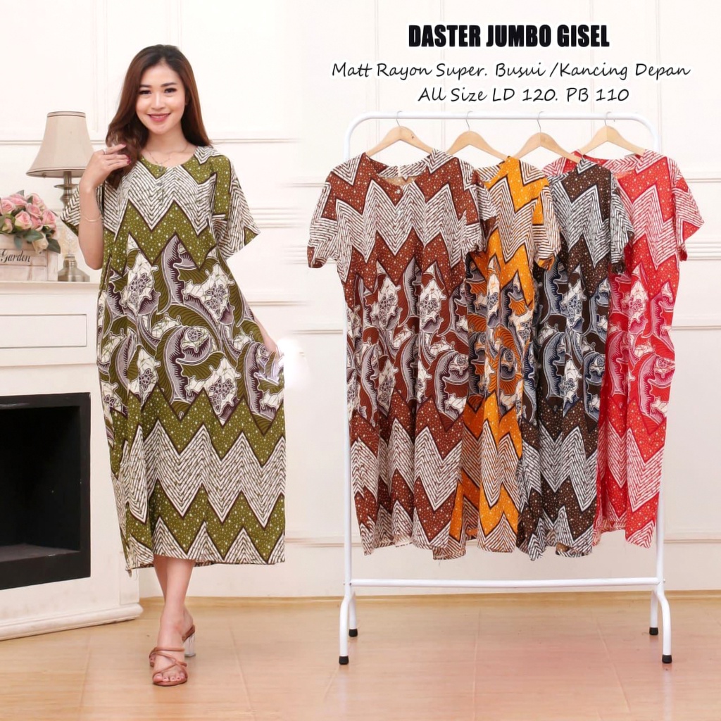 BATIK WANITA DASTER RAYON JUMBO MURAH BIG SIZE XXL ( SAHITA AMALIA DINDRA BAYAM SYIFA MARSHA NIKOLA GISEL BASE ) KEKINIAN BUSUI BUMIL KANCING DEPAN LENGAN PENDEK MURAH ADEM-DJ GISEL