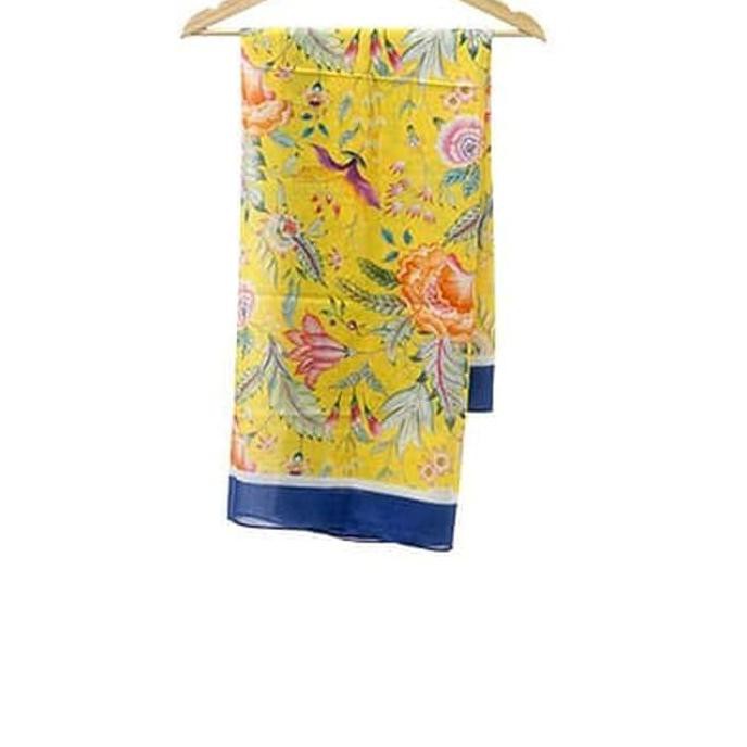 Scarf Large Voal (SLV) Anyelir Kuning List Biru