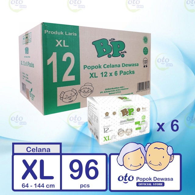 BP Popok Dewasa PANTS Diapers model Celana ukuran XL isi 12 pcs x 6 ( 72 pcs )