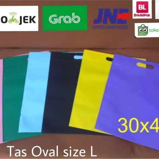 

TAS KAIN SPUNBOND OVAL L 30X40 / GOODIEBAG KAIN / SHOPPING BAG KAIN MIN ORDER 20 KELIPATAN ORDER 20