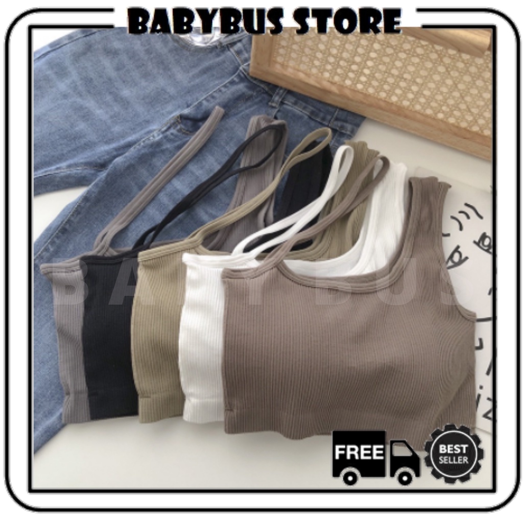 BBS Bra 853 tanktop crop top tali samping Korean Cross Tank Top Stylish Wanita Toga Padded Tanktop Crop Tanktop Bra With Cup Tanpa Kawat Import