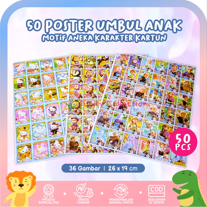 Poster anak gambaran umbul Paket 50 pcs