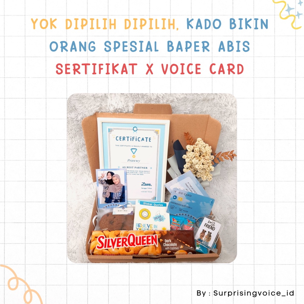 

KADO HAMPERS GIFT BOX ISI VOICE CARD (Sertif Box)