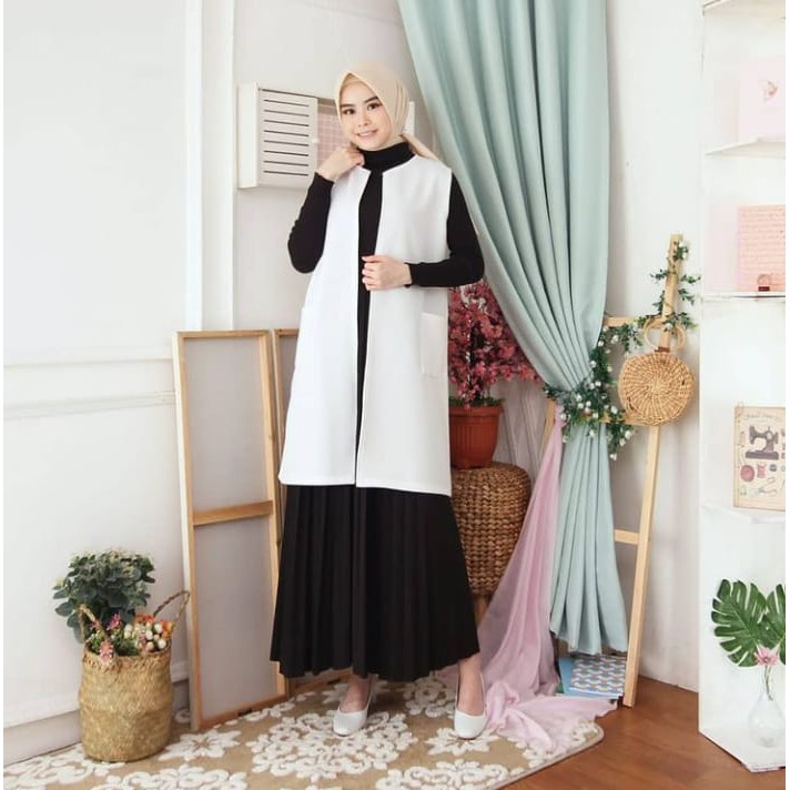 Ns FC Najibah Gamis Syar'i asdf /alfazza store/ odiva cardy scuba premium/ long cardi outer ATASAN