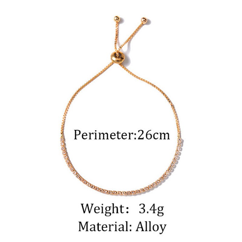 Gelang Tangan Rantai Adjustable Warna Rose Gold / Silver Hias Kristal untuk Wanita