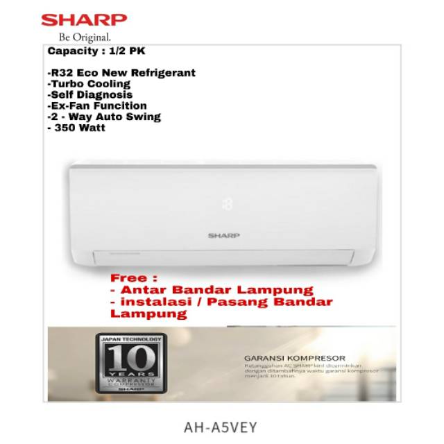 Ac Sharp 1 2 Pk Ah A5vey Low Watt 350watt Bandar Lampung Free Pasang Indonesia