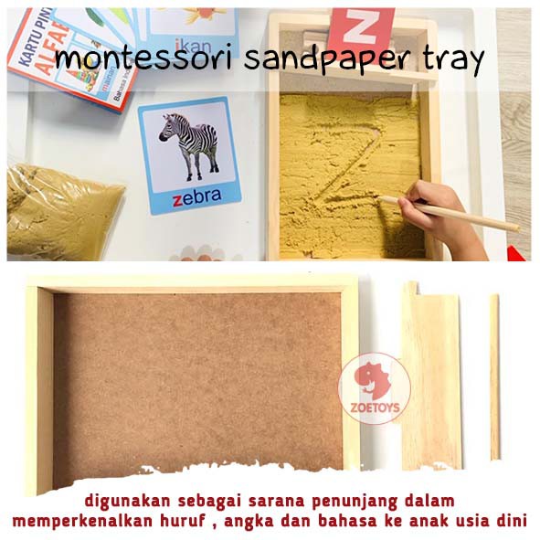 Zoetoys Montessori Sandpaper Tray Set | LANGUAGE Sand paper Alphabet  | Mainan Edukasi Anak