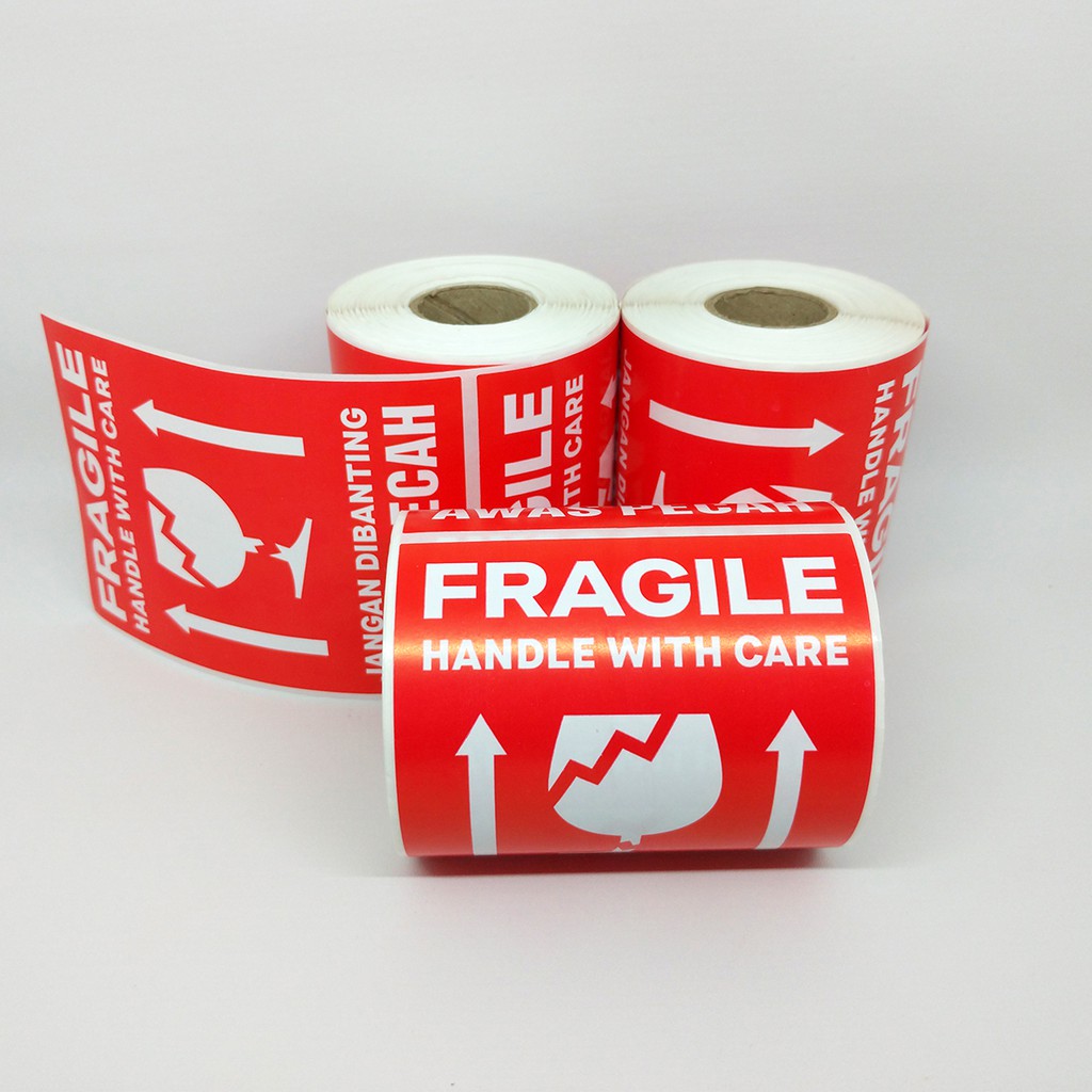 

HJK Stiker Label Fragile Handle With Care Sticker Awas Pecah Jangan Dibanting 11 x 8 Cm (1 Roll/200