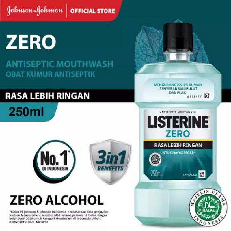 LISTERINE Zero Antiseptic Mouthwash 250ml Obat Kumur Antiseptik No Alcohol