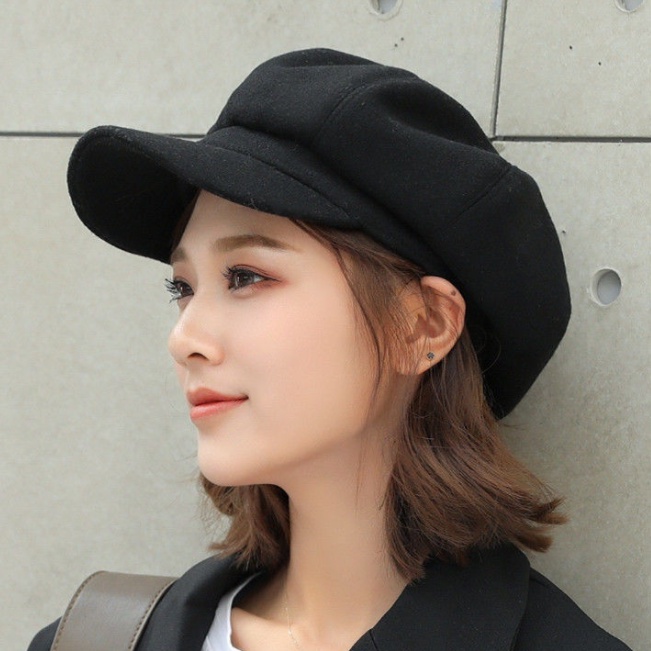 Topi Apolo Dewasa Hijab Korea Laki Perempuan Pelukis Newsboy Cap Apollo Hat Kain Katun Tebal Karet