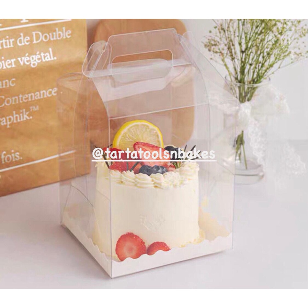 

Kotak Mika Kue Cake Bolu | Gagang | Tenteng | 15x15x18CM