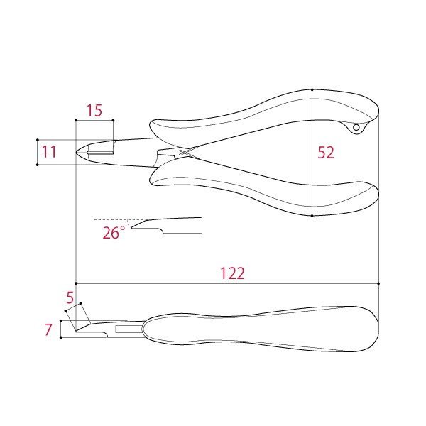 Trinity - TM-12 Tang Potong Angle Tip Cutter Round-type Mini 120 mm