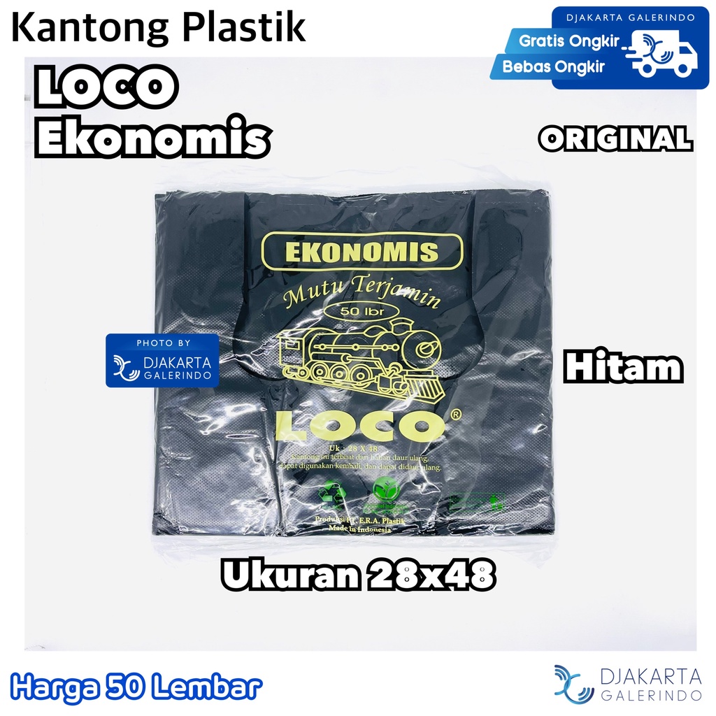 Kantong Plastik Kresek LOCO Ekonomis Hitam Ukuran 28 isi 50