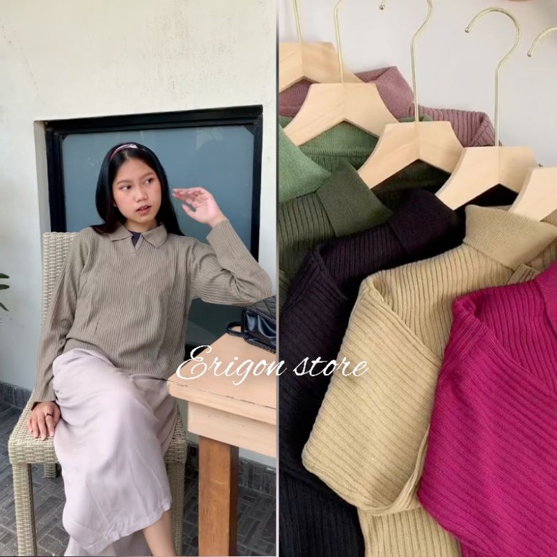 ANGGIA POLO NECK KNIITT/BAJU RAJUT ATASAN WANITA