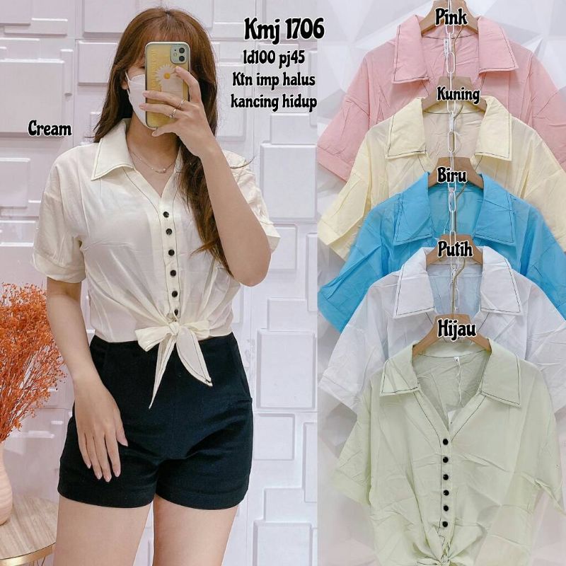 Kmj 1706 kemeja Ktn import halus kancing hidup