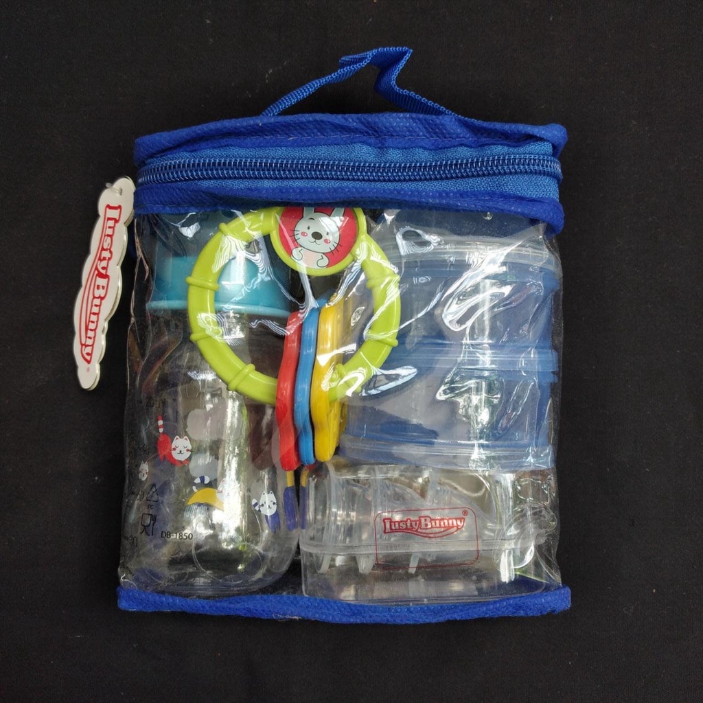 Kado Bayi LUSTY BUNNY 4 in 1 / 2in1  Bingkisan Botol Susu Bayi Lusty Bunny BK-1 Gift Baby Isi Botol susu 120ml, Dot, Mainan, Wadah susu bayi BK1 kado Bayi newborn new born baru lahir