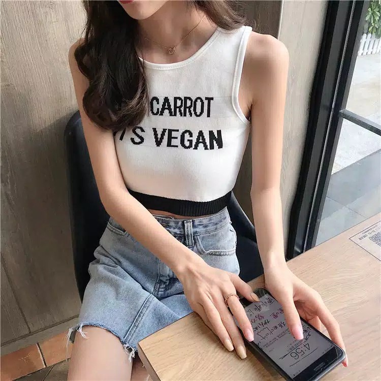 TBI Crop Top Jennie Blackpink Streetwear Crop Tank Top Rajut E Vegan Sexy