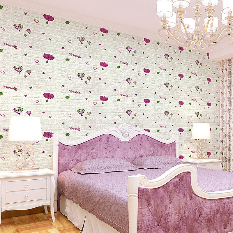 ☀ Sunly ☀ A093 Wallpaper Dinding Foam 3D Motif Batu Bata Batik Gambar Anak Dekorasi Sticker Murah