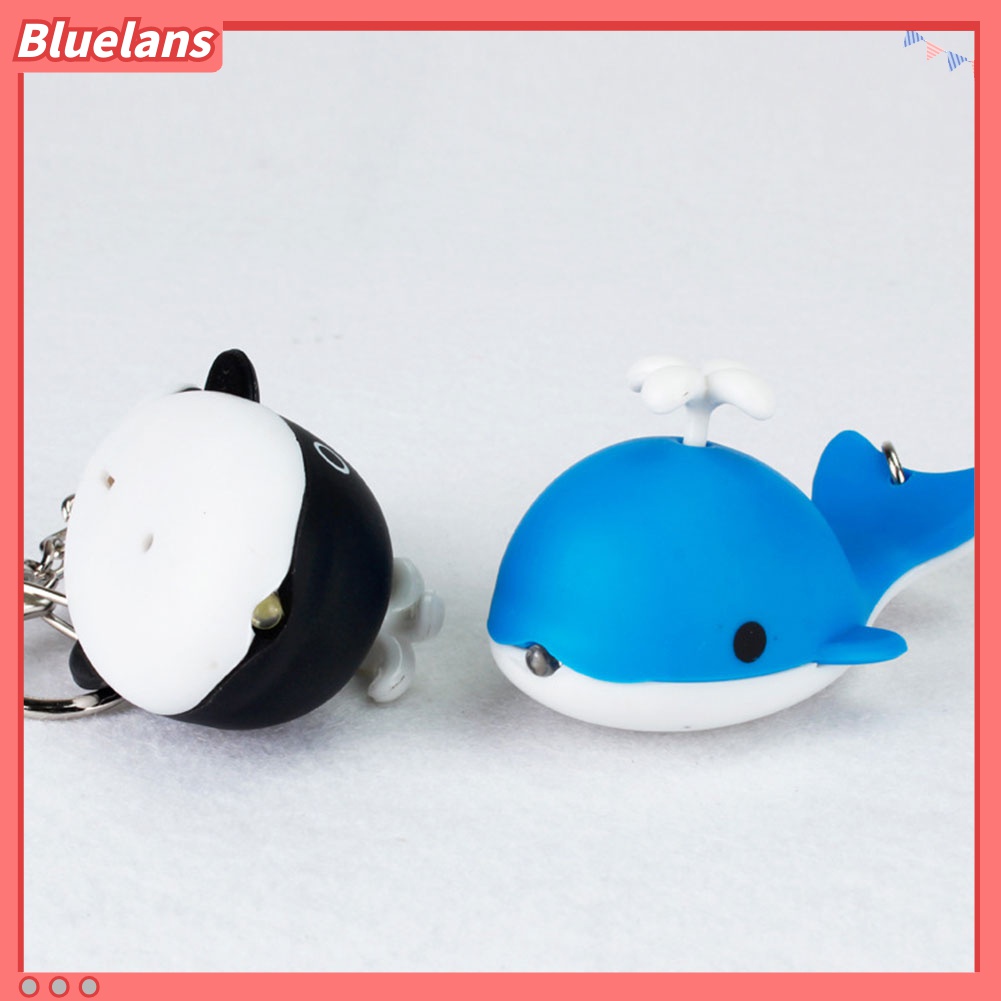 Bluelans Gantungan Kunci Bentuk Ikan Paus Lucu Dengan Lampu LED + Suara Untuk Tas / Dompet