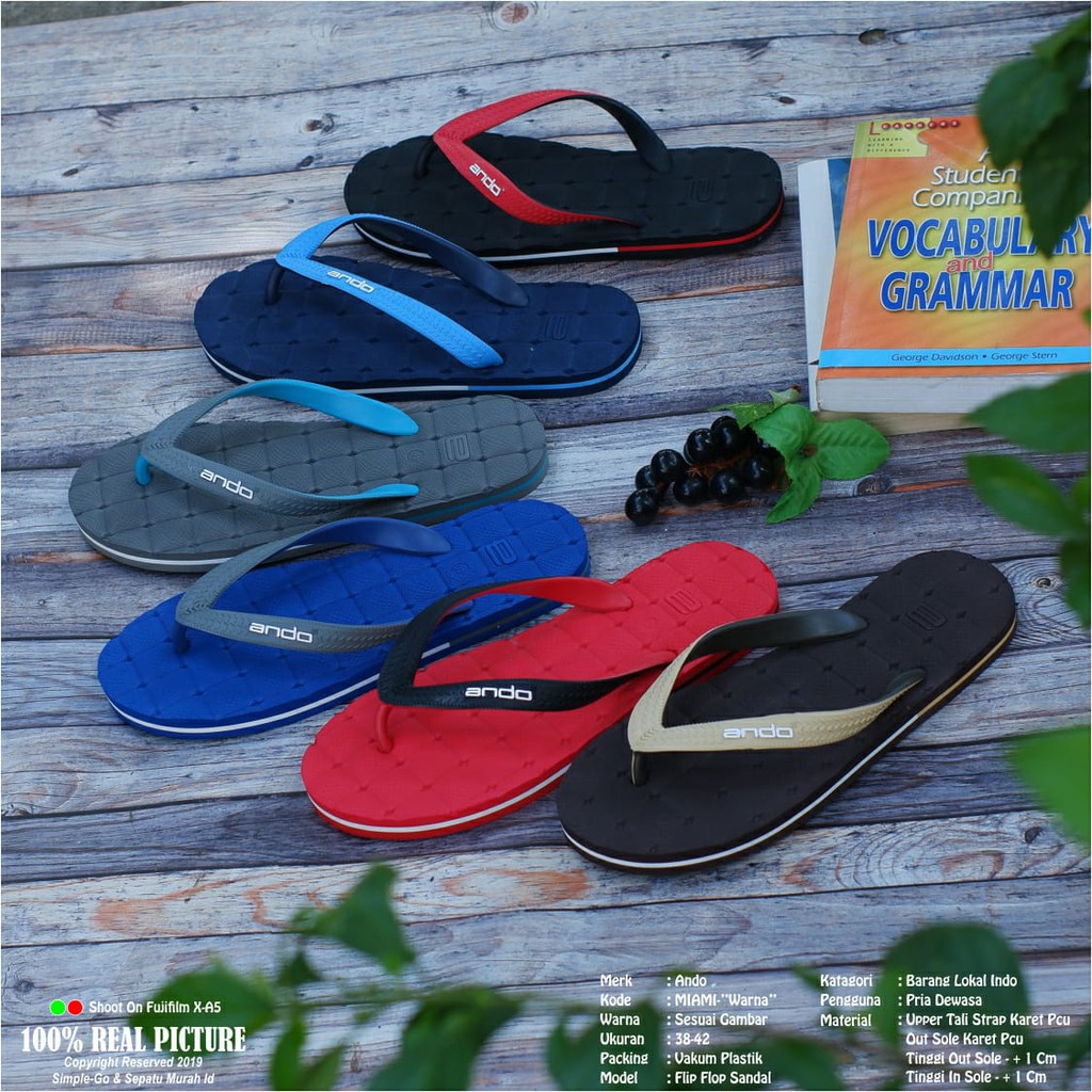 SENDAL PRIA DISTRO SANDAL  COWOK ANDO  TERBARU  MIAMI 38 42 