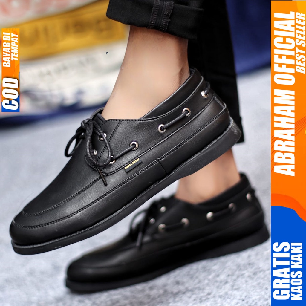 Sepatu Formal Pria Casual Kulit Syntetic Pantofel Hitam Kerja Kantor Kuliah Kondangan Keren Fashion Terbaru