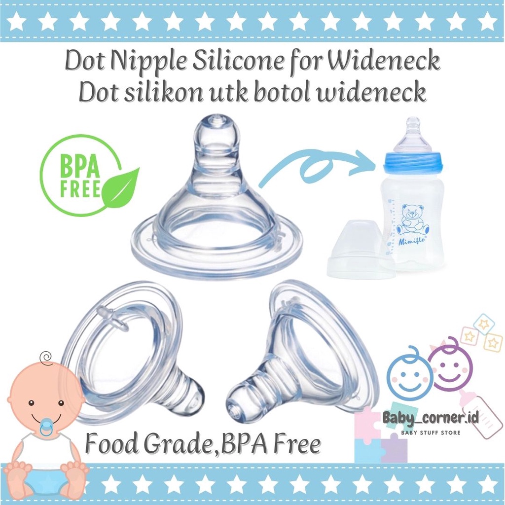 Dot Nipple Silicone Wideneck Universal Newborn Impor | bahan tebal, BPA FREE