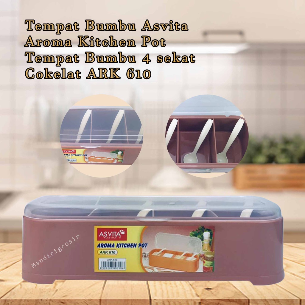 Tempat Bumbu Asvita * Aroma Kitchen Pot * Tempat Bumbu 4 sekat * ARK 610