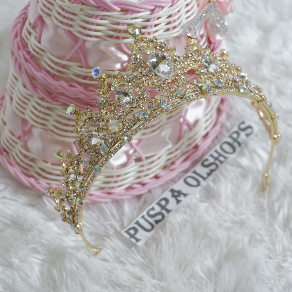 mahkota  tiara  bridal  pelangi  gold