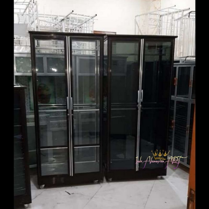 Lemari Pakaian Gantungan Kaca Pintu 2 Alumunium Tebal
