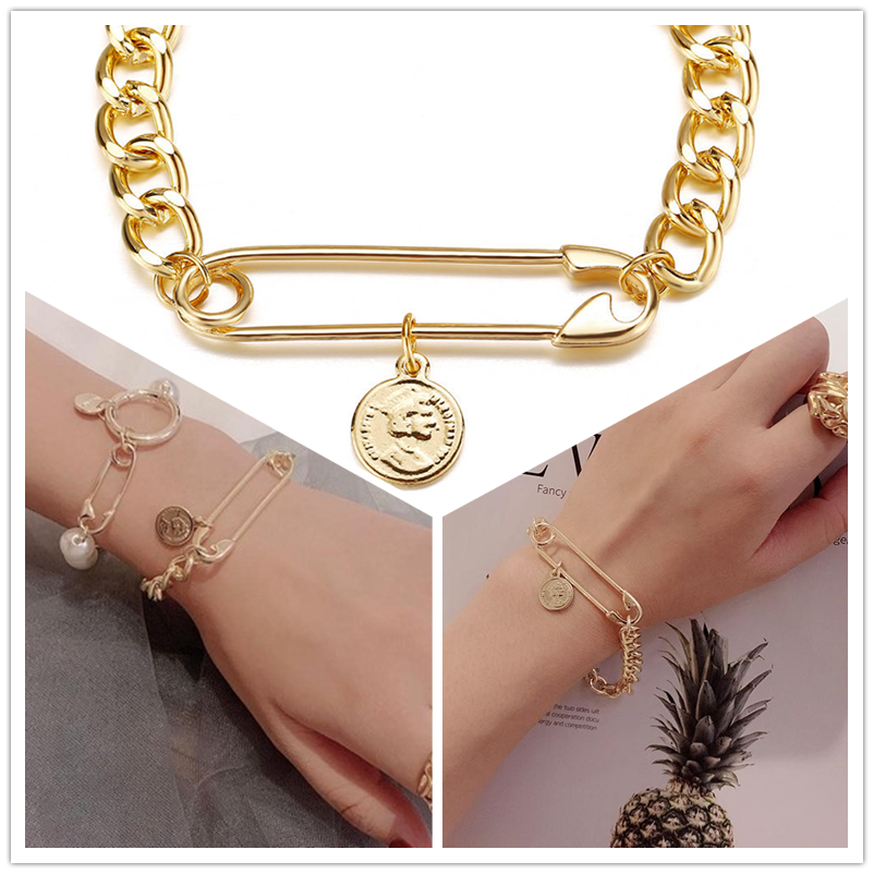 New Creative Gold Alloy Bracelets Fashion Geometric Simple Bracelets Charms Net Red Jewelry Accessories