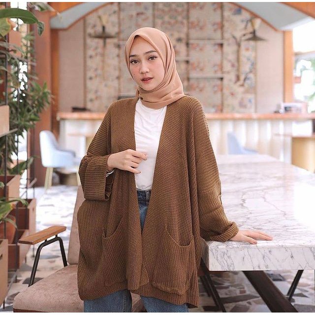 Original Diaz cardy big size jumbo fit L to XXXL real pic 1000% Bahan Rajut Tebal lembut Berkualitas-bronze