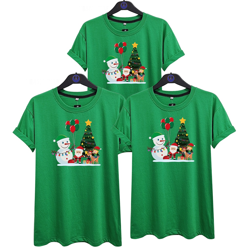 KAOS NATAL SNOWMAN SANTA DAN BALON NATAL KATUN COMBED 30S