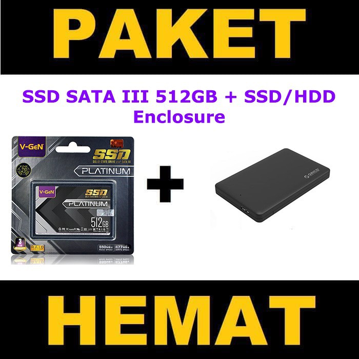 SSD SATA 3 V-GeN Platinum + HDD SSD Enclosure ORICO 2577U3 PAKET