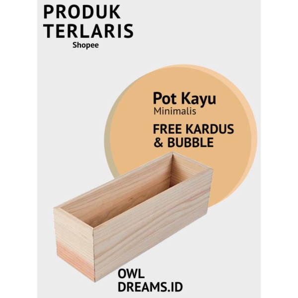 20X10 POT KAYU PERSEGI PANJANG / POT KAKTUS PANJANG / POT TANAMAN PANJANG