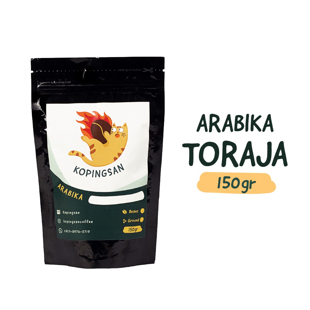 

KOPI ARABIKA TORAJA 150g - KOPINGSAN - FRESHLY ROASTED - Biji Kopi