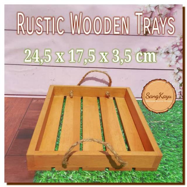 Rustic Wooden Tray 24,5x17,5x3,5 Cm, Nampan, Kotak Hantaran