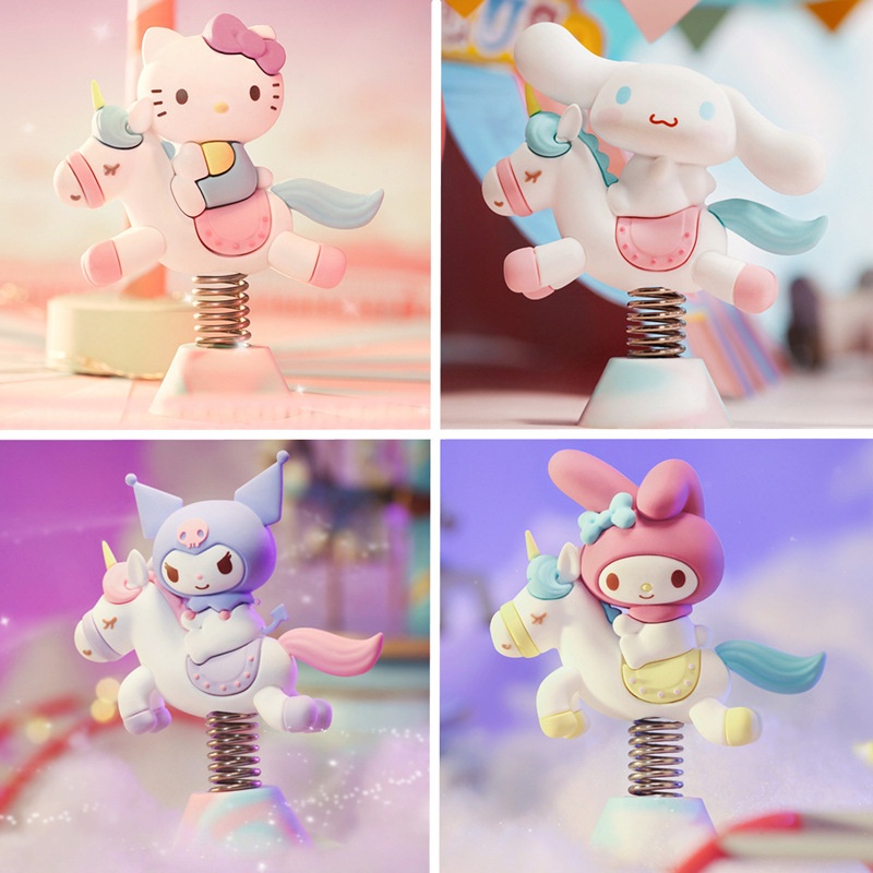 Mainan Action Figure Sanrio Carousel Cinnamoroll Kuromi HelloKitty 6 Model Untuk Hadiah Ulang Tahun Anak Perempuan