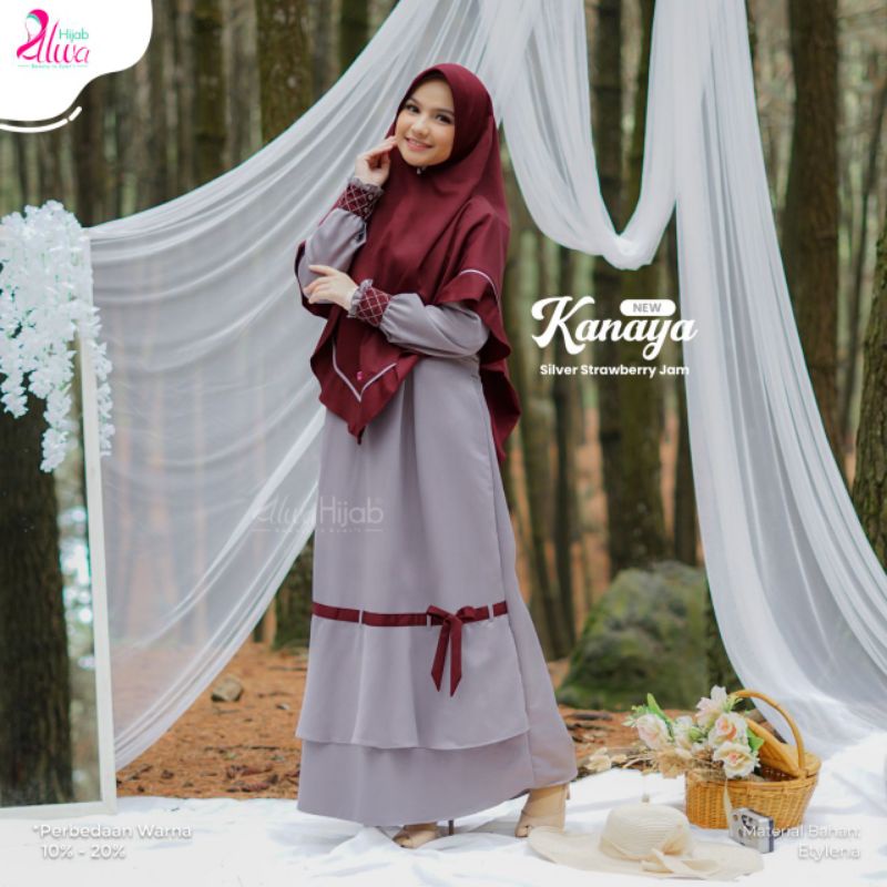 Gamis syari set hijab Kanaya dress by Alwa hijab ori