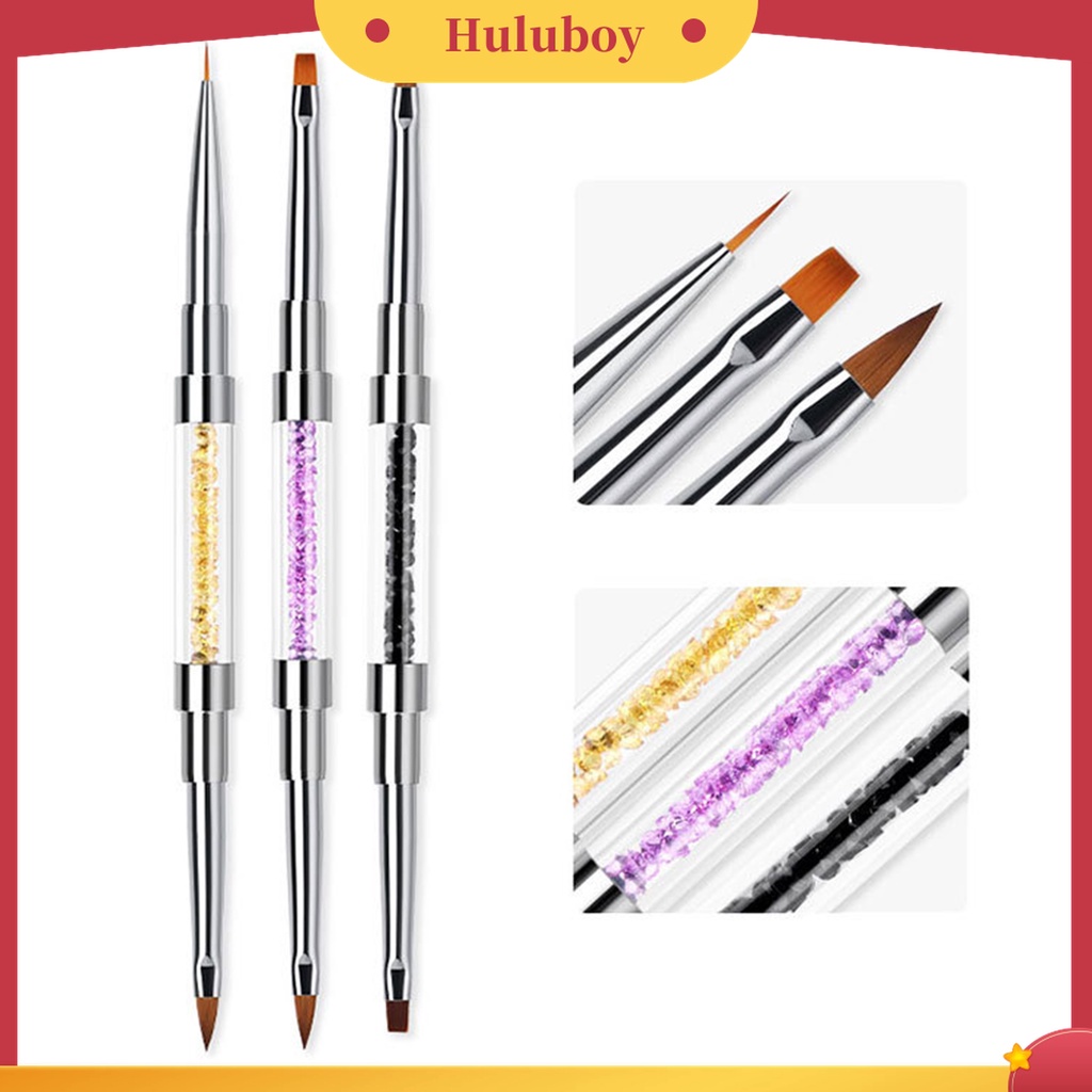 Huluboy Huluboy♡ Holder Pen Nail Art Kepala Ganda Aksen Berlian Imitasi Untuk Wanita