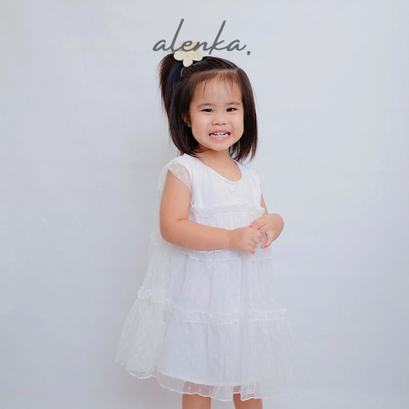 Alenka - Lily White Dress (6m-4y) / Dress Putih Lebaran Pesta Baptis Bayi Anak