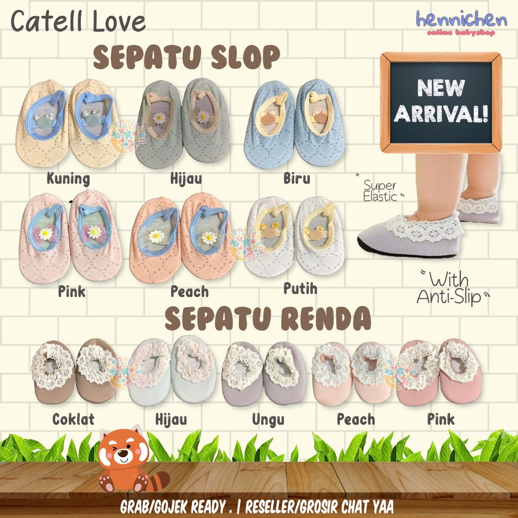 CATELL CATTLE CATTEL LOVE SEPATU RENDA BAYI SEPATU ANAK LUCU 1 PASANG