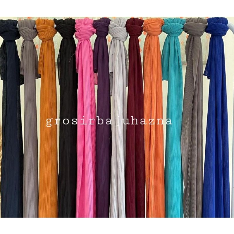 Pashmina Plisket ceruty babydol/FULL Plisket tanpa garis tengah