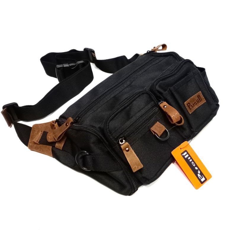 Waistbag Pusiill 0.11/courdura kombinasi kulit asli/waistbag pusiill original