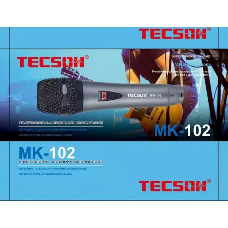 SUPER CARDIOID PROFESSIONAL DYNAMIC MICROPHONE MIKROFON TECSON MK 102 PENYANYI KARAOKE KABEL PANJANG