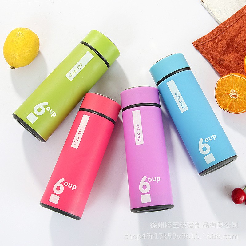 BOTOL AIR MINUM KACA SIX OUP 450 ML / BOTOL MINUM BAHAN BELING COVER PLASTIK