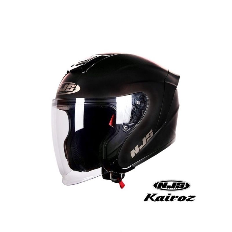 NJS KAIROZ - WHITE / GREY GLOSSY / GREY DOFF / BLACK GLOSSY / BLACK DOFF / PINK / EASY GREEN / ORANGE - HELM HALF FACE-BLACK DOFF